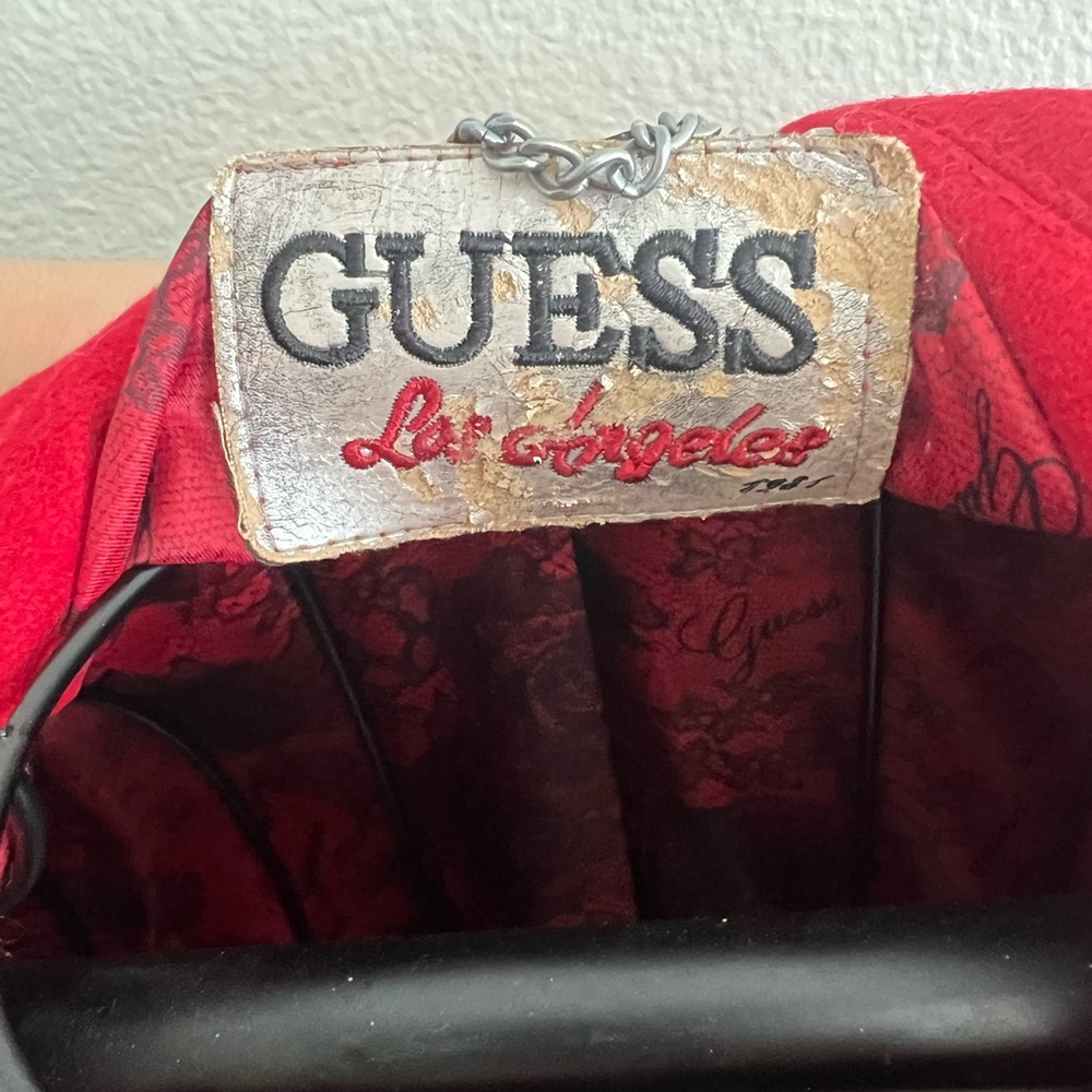Vintage Guess Los Angeles Red Button Up Wool Blend Peacoat Size M - Picture 6 of 16